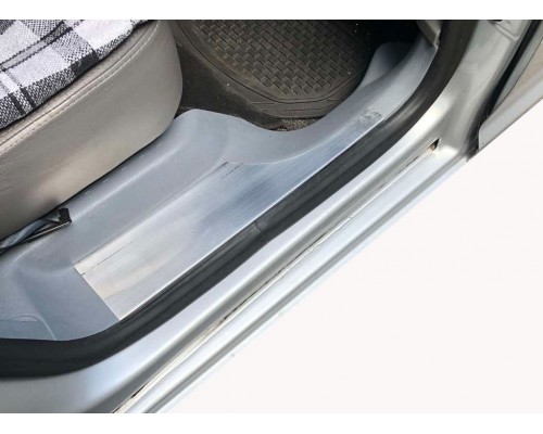 Накладки на внутренние пороги (без надписи, сталь) 4 штуки для Volkswagen Caddy 2004-2010 гг