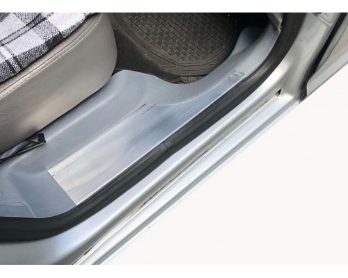 Накладки на внутренние пороги (без надписи, сталь) 3 штуки для Volkswagen Caddy 2004-2010 - 75358-11