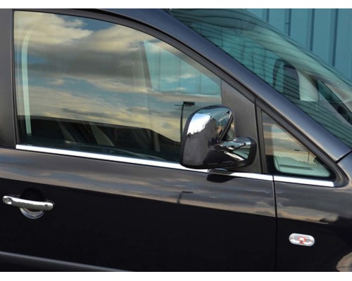 Окантовка стекол нижняя (нерж) Передні, Carmos - Турецька сталь для Volkswagen Caddy 2010-2015 - 56270-11