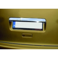 Накладка над номером (1 дверн, нерж) Прямая, OmsaLine - Итальянская нержавейка для Volkswagen Caddy 2010-2015