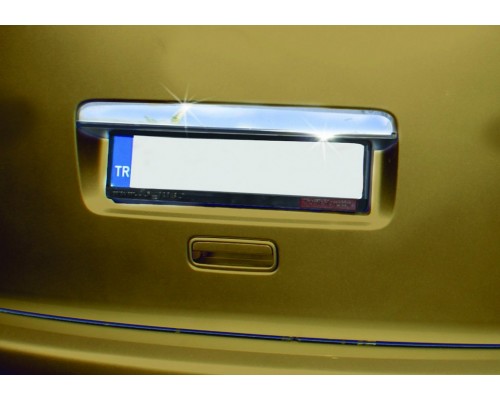 Накладка над номером (1 дверн, нерж) Прямая, OmsaLine - Итальянская нержавейка для Volkswagen Caddy 2010-2015 - 52936-11