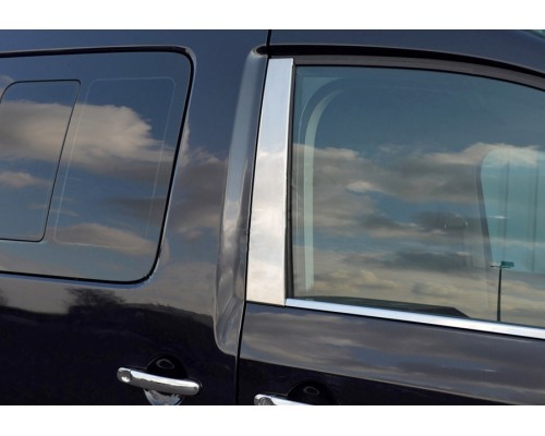 Накладки на стойки (2 шт, нерж) OmsaLine - Итальянская нержавейка для Volkswagen Caddy 2010-2015 - 56609-11