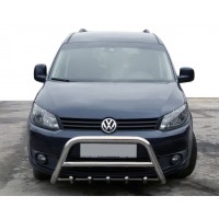 Кенгурятник WT003-4 (нерж) 60 мм, з написом для Volkswagen Caddy 2015+