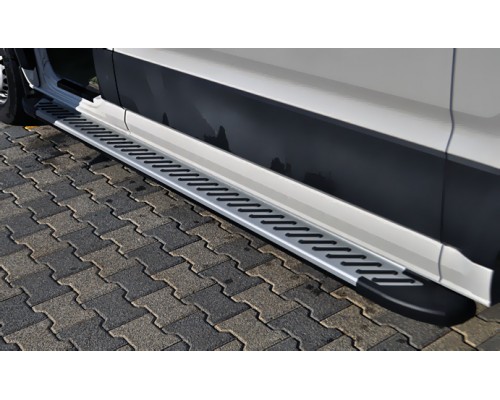 Боковые пороги Line (2 шт, алюминий) Long / ExtraLong для Volkswagen Crafter 2017+ - 72022-11
