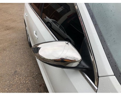 Накладки на зеркала (2 шт, нерж) OmsaLine - Итальянская нержавейка для Volkswagen Jetta 2011-2018 - 49804-11