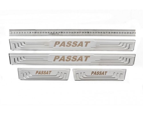 Универсальные накладки на пороги V-2 (4 шт., нерж) для Volkswagen Passat B6 2006-2012 гг