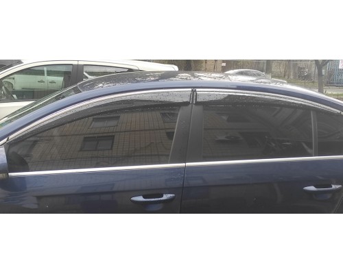 Ветровики с хромом SD (4 шт, Sunplex Chrome) для Volkswagen Passat B6 2006-2012 - 80687-11