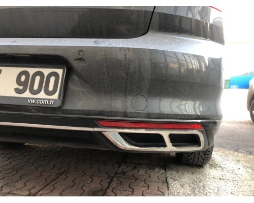 Накладки на глушник Carmos (2019-2021, 3 шт, нерж) для Volkswagen Passat B8 2015+ - 62461-11