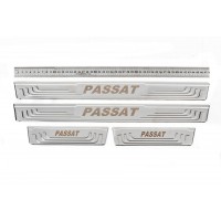 Универсальные накладки на пороги V-2 (4 шт., нерж) для Volkswagen Passat B8 2015-2023 гг
