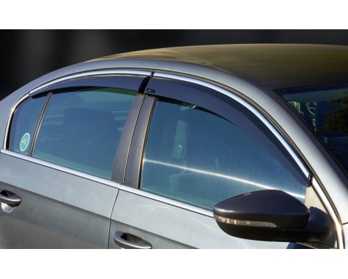 Ветровики с хромом SD (4 шт, Sunplex Chrome) для Volkswagen Passat B8 2015+ - 80689-11