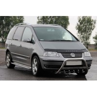 Кенгурятник WT003 (нерж) 60 мм, з написом для Volkswagen Sharan 2010+