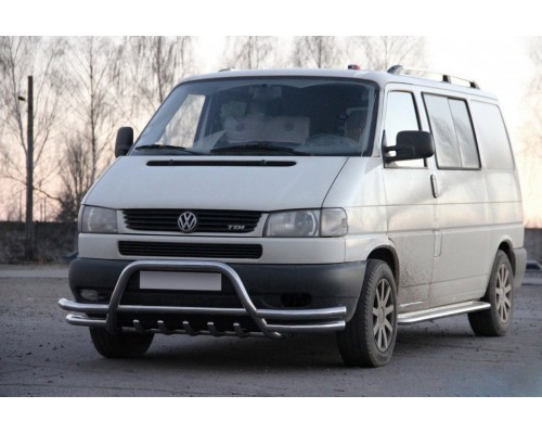 Кенгурятник WT003 Plus-2 (нерж) для Volkswagen T4 Caravelle/Multivan