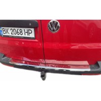 Накладка на задний бампер с загибом (Carmos, сталь) для Volkswagen T5 Caravelle 2004-2010