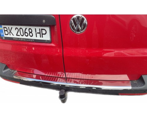 Накладка на задний бампер с загибом (Carmos, сталь) для Volkswagen T5 Caravelle 2004-2010 - 72661-11