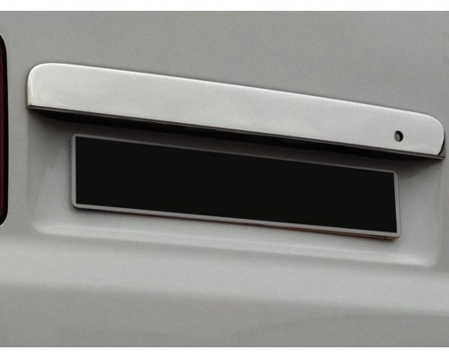 Накладка над номером для распашных дверей (нерж) OmsaLine - Итальянская нержавейка для Volkswagen T5 Multivan 2003-2010 - 49417-11