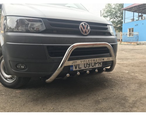 Кенгурятник WT003 (нерж) 51 мм, без напису для Volkswagen T5 рестайлінг 2010-2015