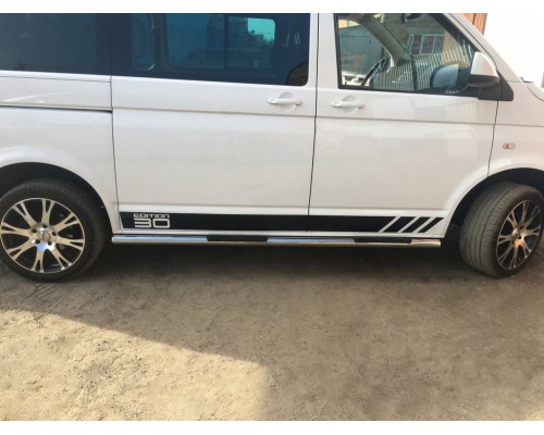 Бічні труби BB002 (2 шт, нерж) 70мм, Коротка база для Volkswagen T5 рестайлінг 2010-2015