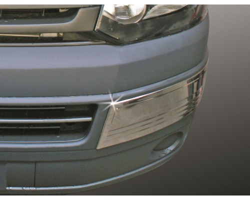 Углы на передний бампер (2 шт, нерж) для Volkswagen T5 рестайлинг 2010-2015 - 48958-11
