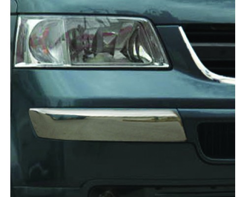 Уголки на передний бампер (2 шт, нерж) Carmos - Турецкая сталь для Volkswagen T5 Transporter 2003-2010 - 49131-11