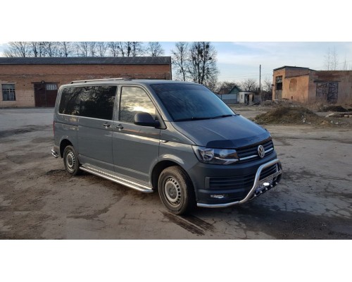 Бічні пороги Premium (2 шт, нерж) 60 мм, довга база для Volkswagen T6 2015+, 2019+ - 57455-11