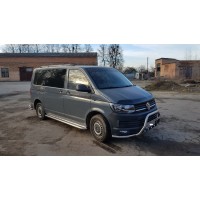 Бічні пороги Premium (2 шт, нерж) 60 мм, коротка база для Volkswagen T6 2015+, 2019+