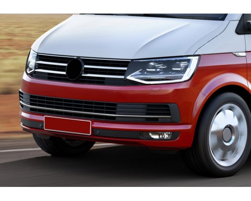 Накладки на решетку бампера 2015-2019 (3 шт, нерж) для Volkswagen T6 2015+, 2019+ - 55308-11