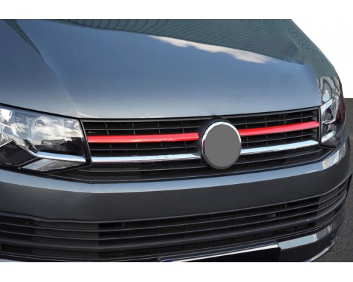 Накладки на решітку верхня 2015-2019 (2 шт, червоні) для Volkswagen T6 2015+, 2019+ - 61189-11