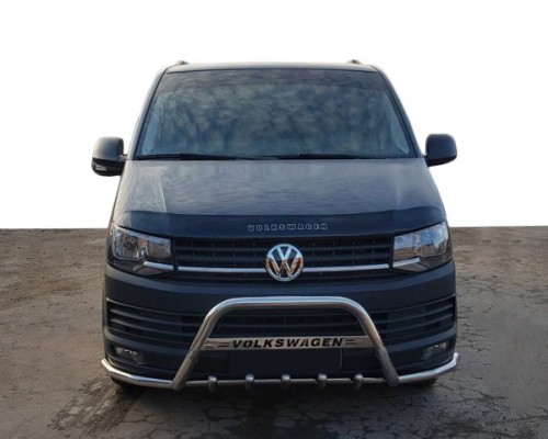Кенгурятник з вусами WT004-ST (нерж) для Volkswagen T6 2015+, 2019+