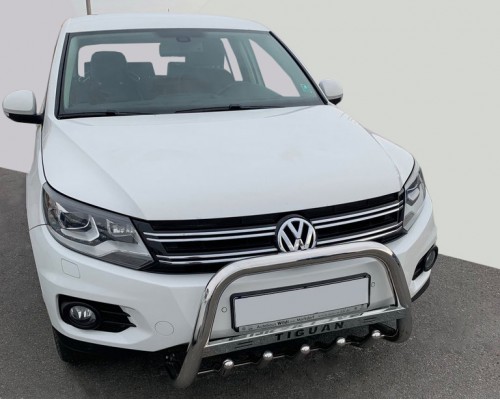 Кенгурятник WT003 (нерж) 60 мм, без напису для Volkswagen Tiguan 2007-2016