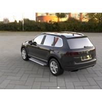 Боковые пороги Allmond Grey (2 шт, алюм) для Volkswagen Touareg 2010-2018