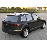 Боковые пороги Allmond Black (2 шт., алюминий) для Volkswagen Touareg 2010-2018