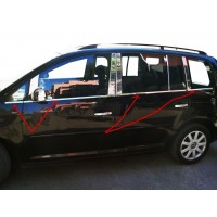 Наружняя окантовка стекол (8 шт, нерж) OmsaLine - Итальянская нержавейка для Volkswagen Touran 2003-2010