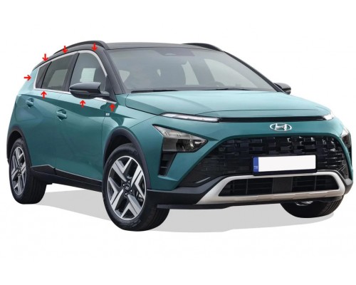 Полный комплект окантовки окон (14 шт, нержавейка) для Hyundai Bayon 2021- гг