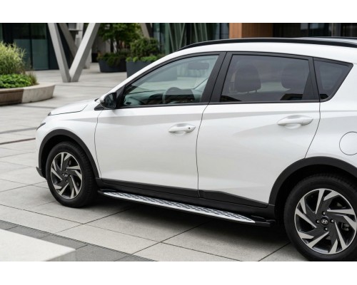 Боковые Подножки Shining V1 (2 шт., Алюминий) для Hyundai Bayon 2021- гг