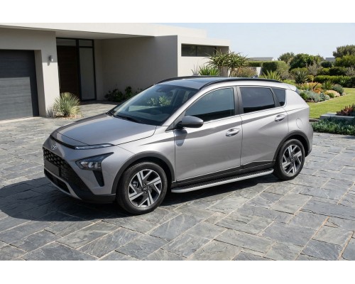 Боковые Подножки Tayga Grey (2 шт., Алюминий) для Hyundai Bayon 2021- гг