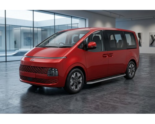 Бокові пороги Maydos V1 (2 шт., Алюміній -2026 нерж) для Hyundai Staria 2021- рр
