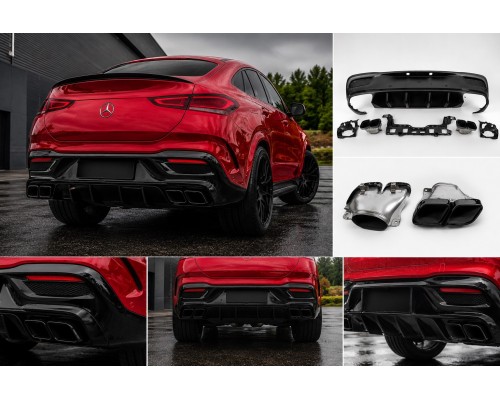 Задний диффузор с насадками Black (дизайн GLE63) для Mercedes GLE coupe C167 2019- гг