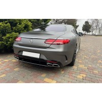 Задний диффузор с насадками Silver (2018-2020) для Mercedes S-class C217 Coupe