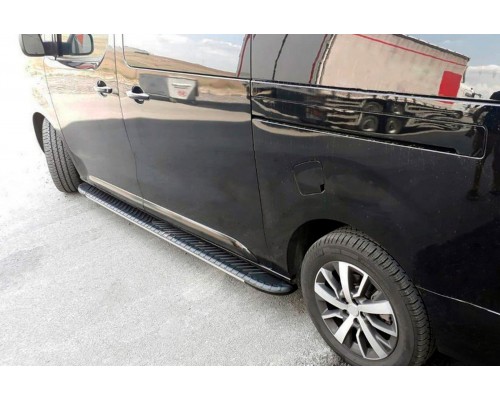 Боковые пороги Bosphorus Grey (2 шт., алюминий) XS – Короткая База для Peugeot Traveller 2017- гг